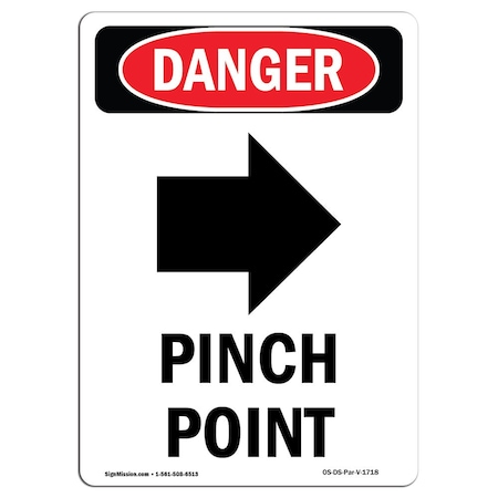 OSHA Danger Sign, Pinch Point, 24in X 18in Decal